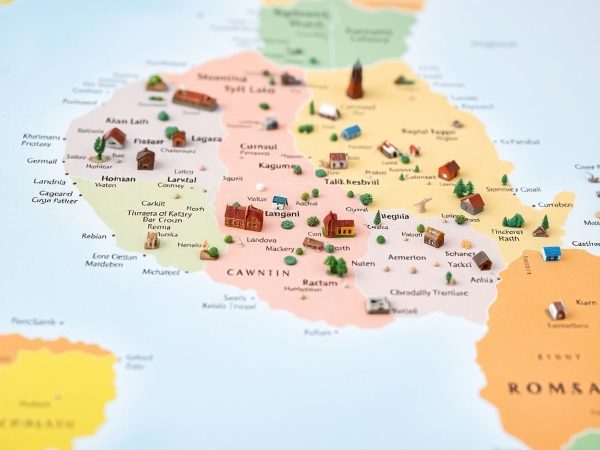 Harta României cu diverse repere locale