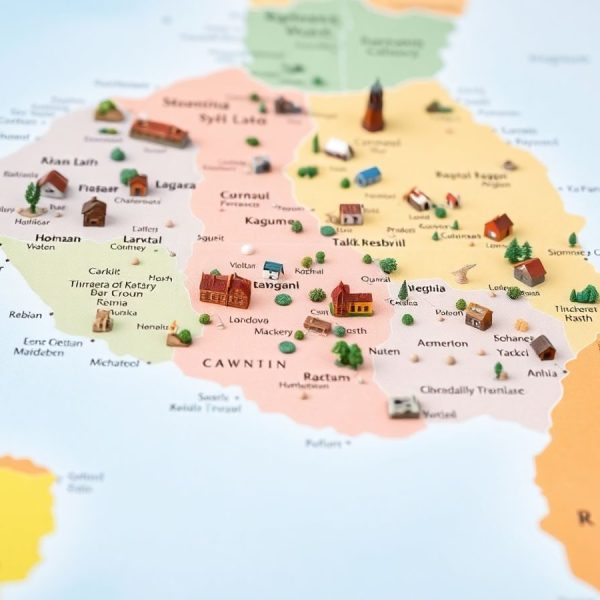 Harta României cu diverse repere locale