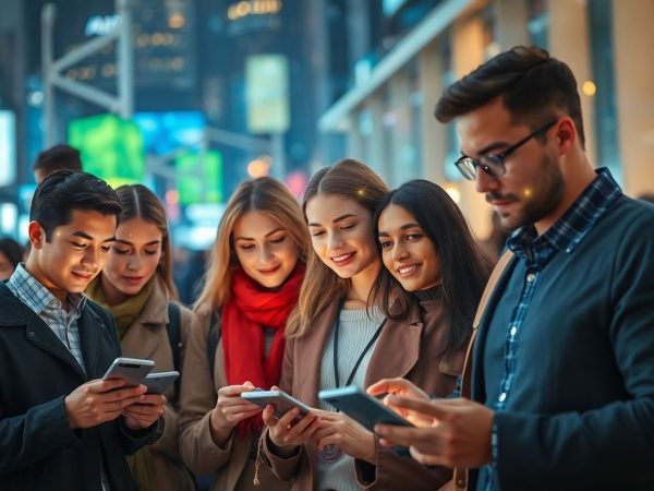 Oameni moderni interacționând cu tehnologia